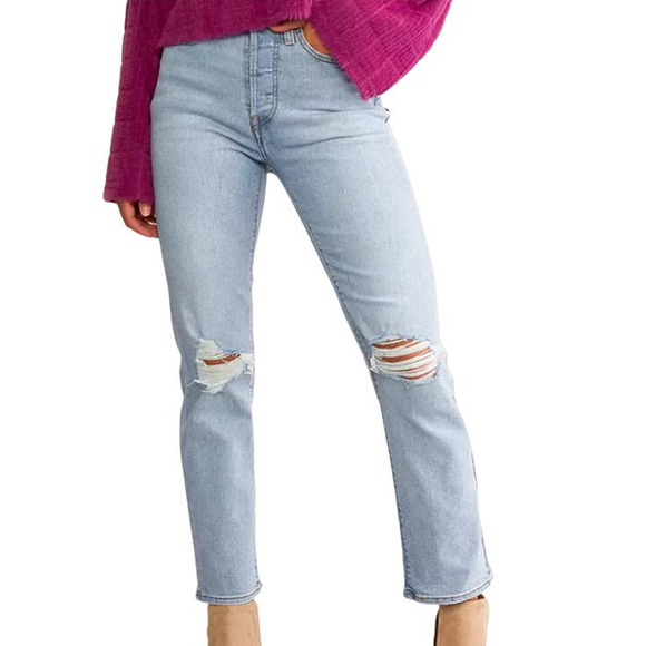 Levi's Denim - Levi's Wedgie Light Wash High-Rise Stretch Distressed Women's Jeans Size 30